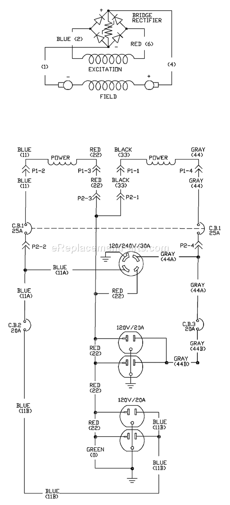 Page D Diagram and Parts List for 1655-1  Briggs and Stratton Generator